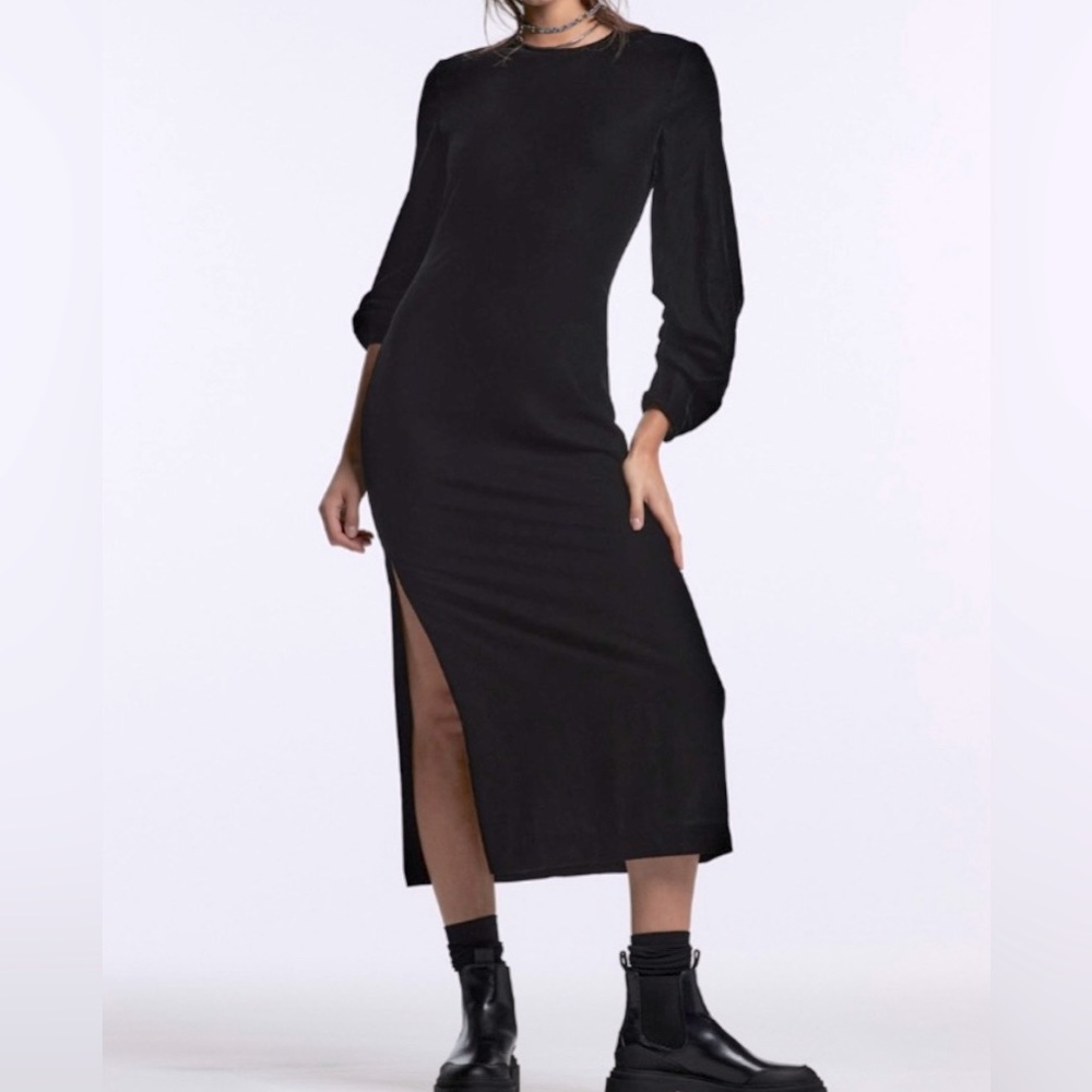 NWT ZARA black velvet midi dress
